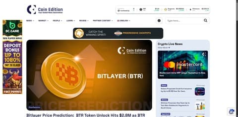 Coin Edition crypto news homepage